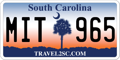 SC license plate MIT965