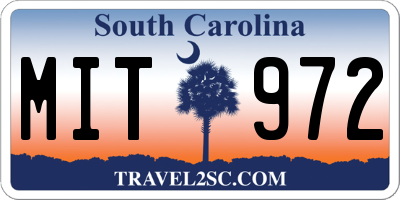SC license plate MIT972