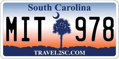 SC license plate MIT978