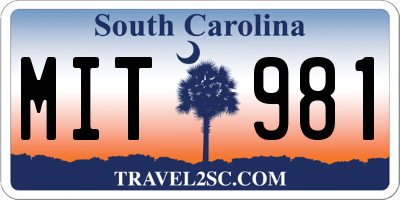 SC license plate MIT981