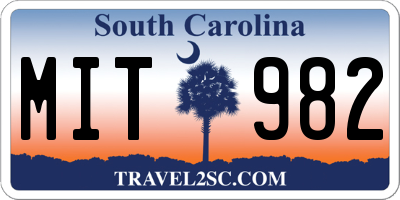 SC license plate MIT982