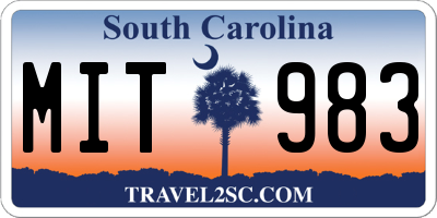 SC license plate MIT983