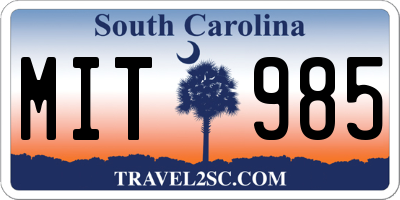 SC license plate MIT985