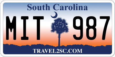 SC license plate MIT987