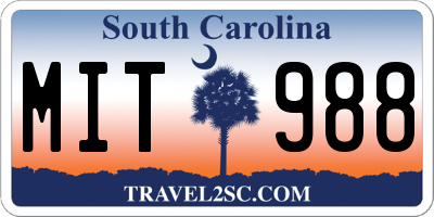 SC license plate MIT988