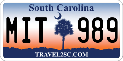 SC license plate MIT989