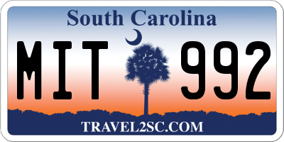 SC license plate MIT992