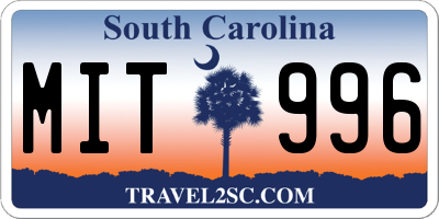 SC license plate MIT996