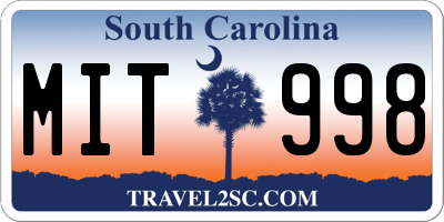 SC license plate MIT998