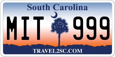 SC license plate MIT999