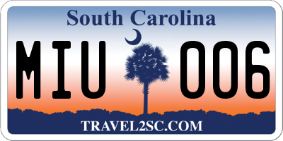SC license plate MIU006