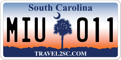 SC license plate MIU011