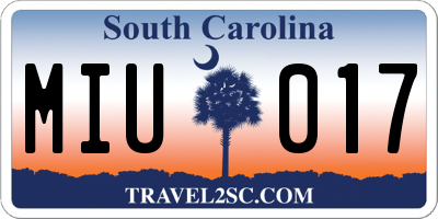 SC license plate MIU017
