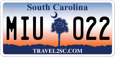 SC license plate MIU022