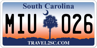 SC license plate MIU026