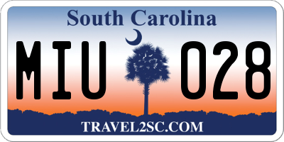 SC license plate MIU028