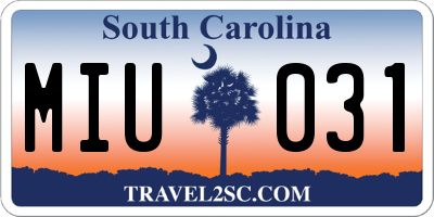 SC license plate MIU031