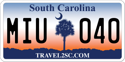 SC license plate MIU040