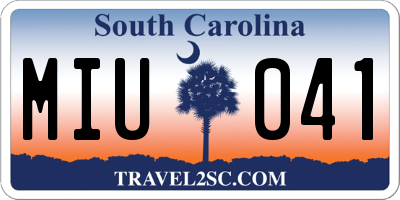SC license plate MIU041
