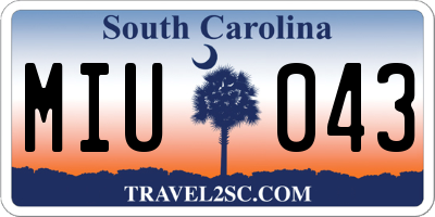SC license plate MIU043