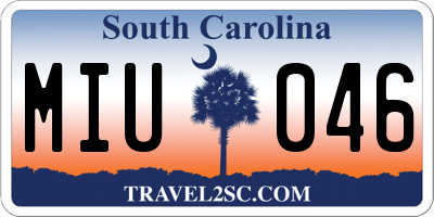 SC license plate MIU046
