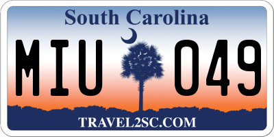 SC license plate MIU049