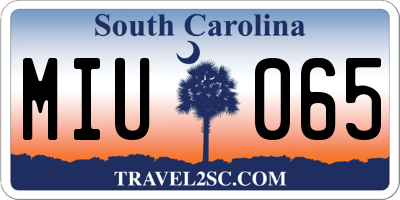 SC license plate MIU065