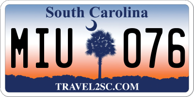 SC license plate MIU076