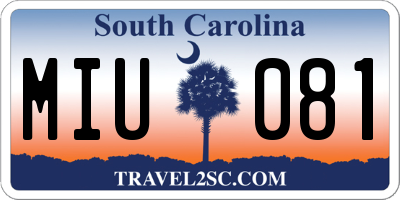 SC license plate MIU081