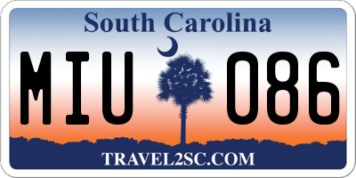 SC license plate MIU086