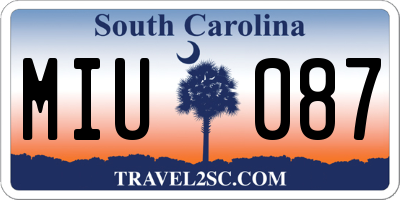 SC license plate MIU087
