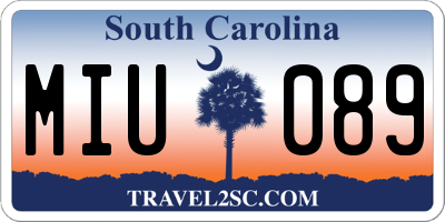 SC license plate MIU089