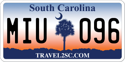 SC license plate MIU096