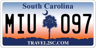 SC license plate MIU097