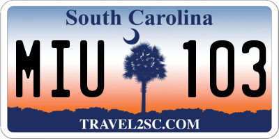 SC license plate MIU103
