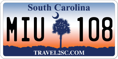 SC license plate MIU108