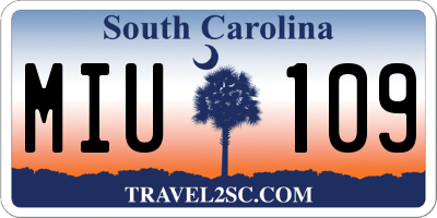 SC license plate MIU109