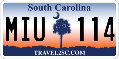 SC license plate MIU114