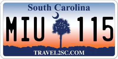 SC license plate MIU115