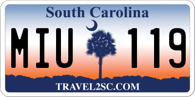 SC license plate MIU119