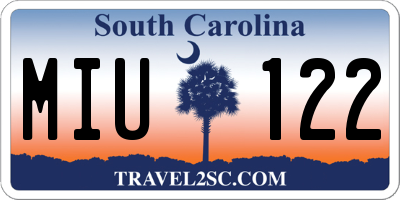 SC license plate MIU122