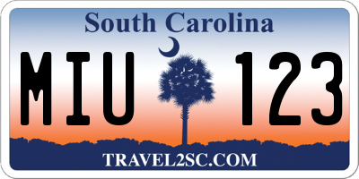 SC license plate MIU123