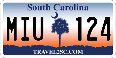 SC license plate MIU124