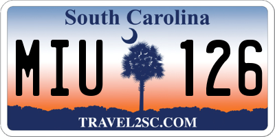 SC license plate MIU126