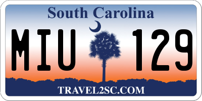 SC license plate MIU129