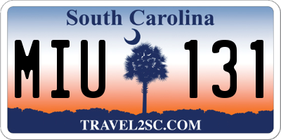 SC license plate MIU131