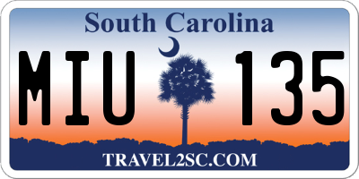 SC license plate MIU135