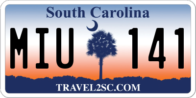 SC license plate MIU141
