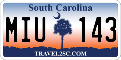 SC license plate MIU143