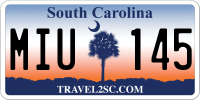 SC license plate MIU145